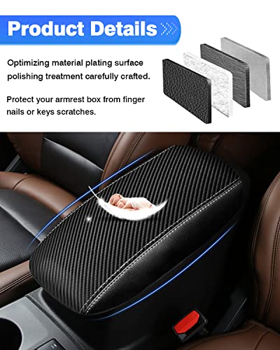 Autorder Center Console Cover for Ford Bronco Sport 2021-2025 2026/Escape 2020-2025 2026 Accessories Carbon Fiber Armrest Cover Anti-Scratch Middle Console Pad Leather Armrest Protector