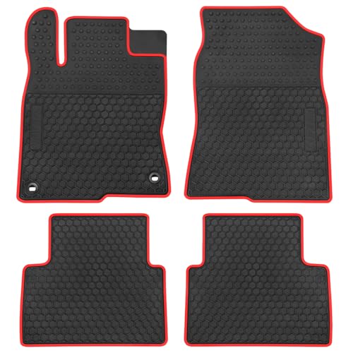 Car Rubber Floor Mat for Honda Civic Sedan 10th Generation 2016 2017 2018 2019 2020 2021 Custom Fit Black and Red Auto Floor Liners Mat All Weather Protection Heavy Duty Odorless - color: Black Red, size: 2016-2021 Version