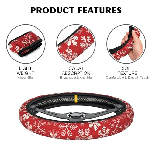 Strawberry Flowers Car Steering Wheel Cover, Non-Slip Absorbing Sweat Car Wheel Cover Accessories for Men Women,Universal 15" Fit Auto SUV Vans Trucks - color: Strawberry Flowers