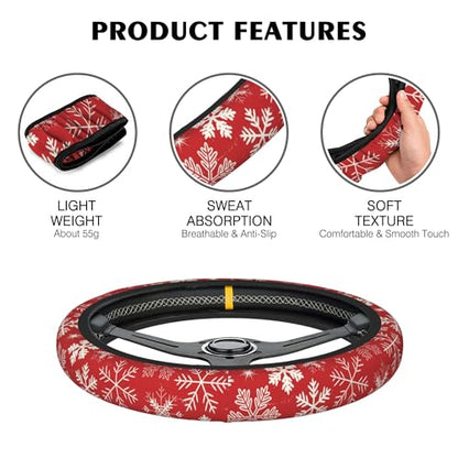 Strawberry Flowers Car Steering Wheel Cover, Non-Slip Absorbing Sweat Car Wheel Cover Accessories for Men Women,Universal 15" Fit Auto SUV Vans Trucks - color: Strawberry Flowers