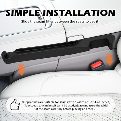 2PCS Car Seat Gap Filler Organizer,3 in 1 Car Seat Side Gap Filler with Hook for Avoiding Dropped Items,Universal No Drop Seats Guard for Filling Gaps 1.37-1.49 Inch Wide (Black) - color: Permium Black