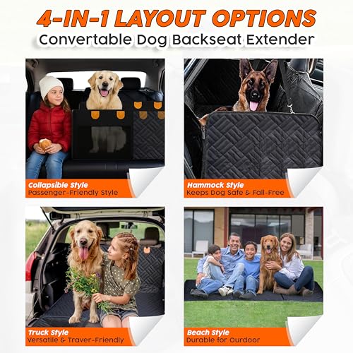 Back Seat Extender for Dogs Hard Bottom - Sturdy Dog Hammock for Car, Holds 400lbs Seat Cover for Dogs, with Seatbelt (No Foam) - color: No Foam