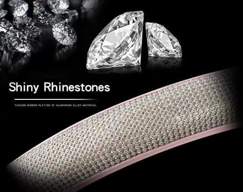 Steering Wheel Cover Women Pink Bling Diamond Steering Wheel Cover, Leather Cute Steering Wheel Covers with Crystal Rhinestones, Breathable, Anti-Slip Universal Fit 14.5-15 Inch Bling Car Accessories - color: White Pink