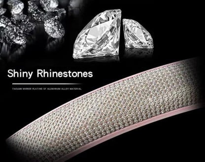 Steering Wheel Cover Women Pink Bling Diamond Steering Wheel Cover, Leather Cute Steering Wheel Covers with Crystal Rhinestones, Breathable, Anti-Slip Universal Fit 14.5-15 Inch Bling Car Accessories - color: White Pink