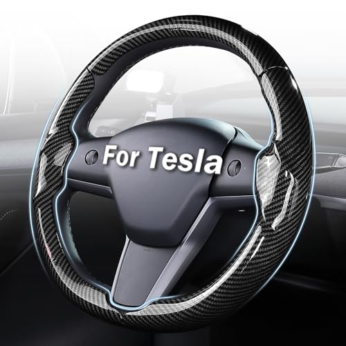 Steering Wheel Cover for Tesla Model 3 (2017-2023) / Model Y (2020-2024),Anti-Slip,Comfortable Grip, Breathable,Customized for Tesla Model 3/Y Accessories,Bright Black - color: Bright Black, size: For Model 3 (2017-2023) / Model Y (2020-2024)