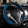 Leather Car Steering Wheel Cover, Non-Slip Car Wheel Cover Protector Breathable Microfiber Leather Universal Fit for Most Cars (Blue-2) - color: Blue-2