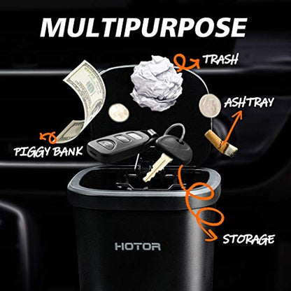 HOTOR Car Trash Can, Car Trash Cup with 30 Additional Trash Bags for Exclusive Using, Multipurpose Trash Can for Car, Office & Home to Meet Various Needs - 2 Packs, Black