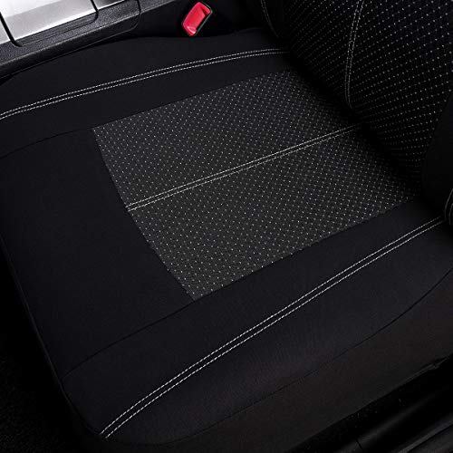 Flying Banner Car Seat Covers Full Set Universal fit Most Car,Truck,SUV and Van Comfortable Airbag Compatible Jacquard & Polyester (Full Set - Low Back, Black) - color: Black