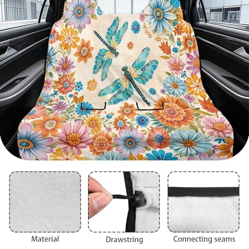 Boho Dragonfly Print Waterproof Towel Back Seat Cover for Car Truck Van SUV, Durable Rear Bench Seat Cover for Kids Dogs, Seat Back Protector, Easy to Install - color: Boho Dragonfly