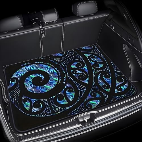 Universal Car Trunk Mat 29" x 39", Blue Swirling Vortex All Weather Trunk Protection Cargo Liner, Durable Cargo Mat Rear Trunk Liner, Stylish Vehicle Interior Accessories Suitable for Most Car Models - color: Blue Swirling Vortex