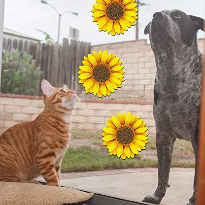 Fabbay 12 Pcs Screen Door Magnets 5.7 Inch Sunflower Double Sided Protector Screen Sticker to Protect Pet People Flexible Magnetic Protector for Sliding Door Window Summer Party Decoration