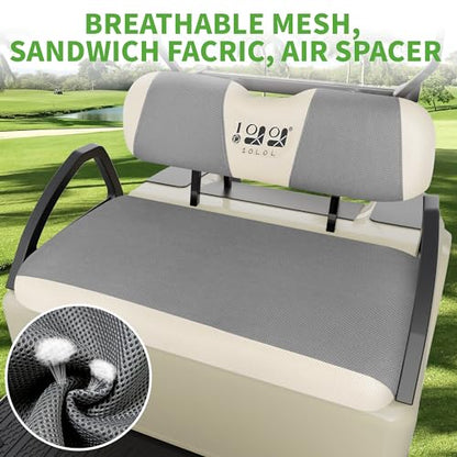10L0L Golf Cart Seat Covers, Super Comfort Cooler Than Vinyl Seat Cover, Front and Rear Seat Cover for Yamaha EZGO Club Car, No Drilling Breathable Mesh Bench Seat Blanket, Machine Washable - color: Dark Gray + Beige, style: Front Seat - For EZGO TXT & RX