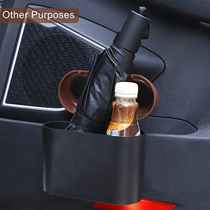 Accmor Car Trash Can with Lid, Leakproof Vehicle Trash Bin Auto Dustbin Organizer, Waterproof Mini Garbage Bin Trash Container with Garbage Bag for Automotive Car, Home, Office, Kitchen - color: Black/Brown Lid
