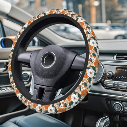 Steering Wheel Cover Accessories Neoprene Cover Non-Slip Breathable Easy to Install Suitable for Women Men Girls for Car SUV Van Truck Universal 14.5-15.5 Inch Daisy - color: Daisy