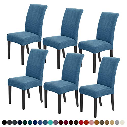 Joccun Chair Covers for Dining Room Set of 6,Chair Slipcovers Stretch Dining Room Chair Covers Seat Protector,Washable Parsons Chair Cover for Home,Hotel,Banquet(Dark Blue,6 Pack) - color: Dark Blue, size: 6 Pack