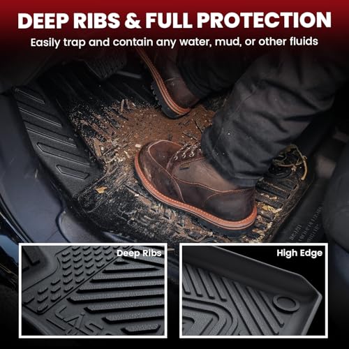 LASFIT Floor Mats&Trunk Mat&Backrest Mat for Rivian R1S 2024 2023 2022, TPE All Weather Floor Mats Custom Fit Floor Liner&Cargo Mat for R1S 2022-2024 Full Set Car Mats and Cargo Liner - size: 5)2022-2024|Rivian R1S|Floor&Cargo&Backrest Mat