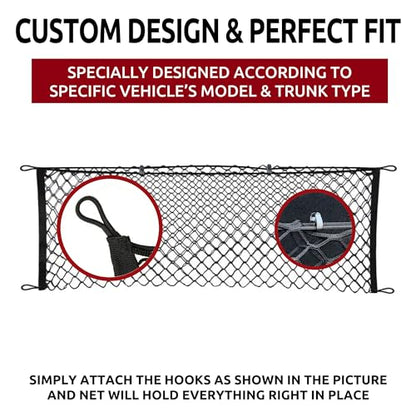 Trunk Envelope Style Mesh Cargo Net for Toyota Camry 2018-2025, 2026- Car Accessories - Premium Trunk Organizer and Storage - Cargo Net for Sedan - Vehicle Carrier Organizer for Toyota Camry