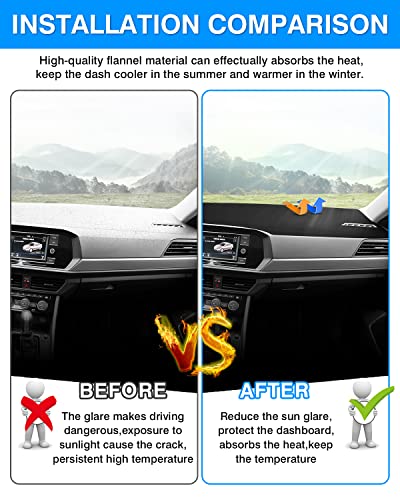 Autorder Dashboard Cover Mat for 2019-2025 2026 Volkswagen Jetta Accessories Dash Cover Flannel Dash Mat Sunshade Glare UV Rays Protector - size: For Volkswagen Jetta 2019-2026
