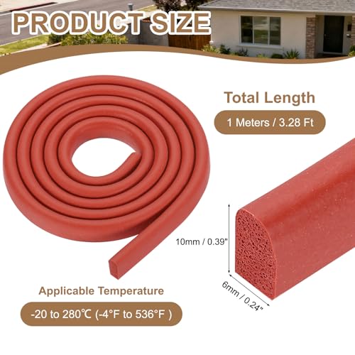 uxcell 3.28 ft Foam Backer Rod, 0.24" x 0.39" D-Shaped Solid Joint Filler, Foam Seal Strip for Caulk Saver, Rope Caulk Cement Crack Filler, Red - size: 3.28 ft x 0.24" x 0.39"