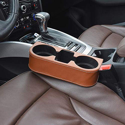 Brown Multifunctional Car Cup Holder Car Seat Organizer Gap Filler Bottle Phone Storage Organizer - color: Brown