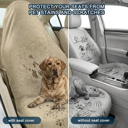 Car Seat Towel Cover, 2 Pack Universal Front Seat Protector for Cars, SUVs and Trucks, Sweat Towel Car Seat Cover for Gym, Yoga, Swimming, Pets and Family Travel, Beige - color: Beige