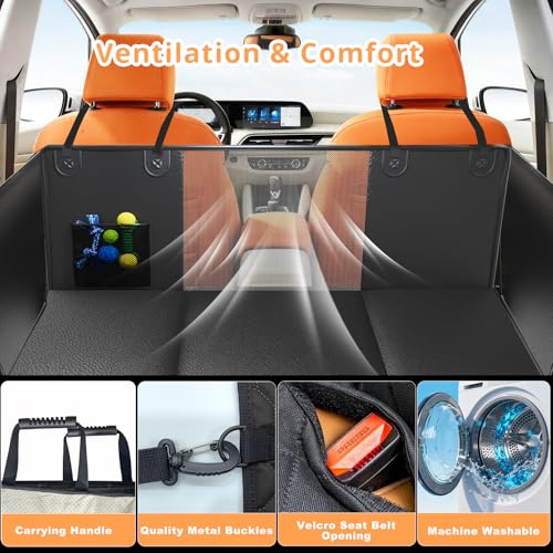 Dog Car Seat Cover for Back Seat Larger,Waterproof PU Leather Hard Bottom Car Seat Cover for Dogs,Non-slip Backseat Dog Cover with Upgraded Door Protection Flap,Dog Hammock for Full Size Truck 55×30in - size: L