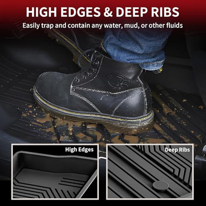 LASFIT Floor Mats for Toyota RAV4 2019-2025 Gas(Not Fit Hybrid/Prime) All Weather TPE Custom Fit Floor Liners for RAV 4 LE/XLE/Limited/Adventure/XLE Premium/TRD Off-Road Front&Rear 2 Row Car Mats