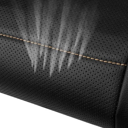 CAR PASS Universal FIT Piping Leather Two Front Seat Covers, Waterproof Faux Leather for SUV Sedan Van Truck, Airbag Compatible,Reserved Opening Holes for Headrest Covers. (Black and Beige) - color: Black Beige
