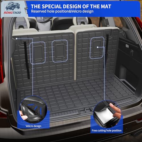 Rongtaod Cargo Mat Compatible with 2023 2024 2025 2026 Honda Pilot Trunk Mat Cargo Liner Trunk Liner TPE All Weather Back Seat Cover Protector Honda Pilot Accessories (Trunk Mat with Backrest Mat) - color: 23-26 Trunk Mat with Backrest Mat