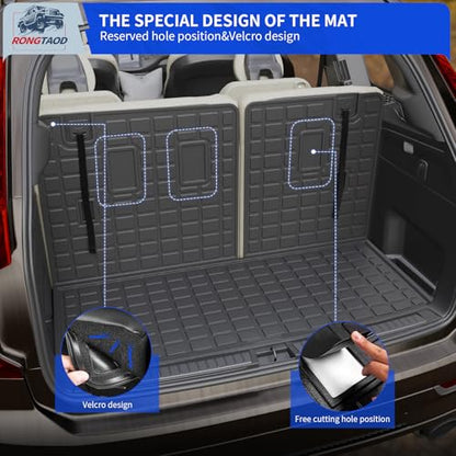 Rongtaod Cargo Mat Compatible with 2023 2024 2025 2026 Honda Pilot Trunk Mat Cargo Liner Trunk Liner TPE All Weather Back Seat Cover Protector Honda Pilot Accessories (Trunk Mat with Backrest Mat) - color: 23-26 Trunk Mat with Backrest Mat