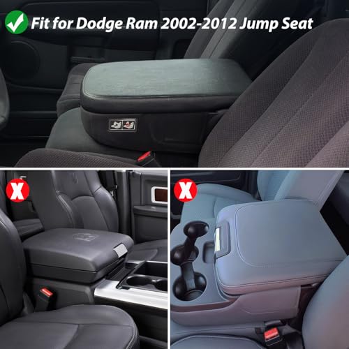 Zxiaochun Center Console Cover Compatible with 2002 2003 2004 2005-2012 Dodge Ram 1500 2500 3500 Jump Seat Console, Armrest Lid Leather Protective Covering (Gray) - color: Gray Leather