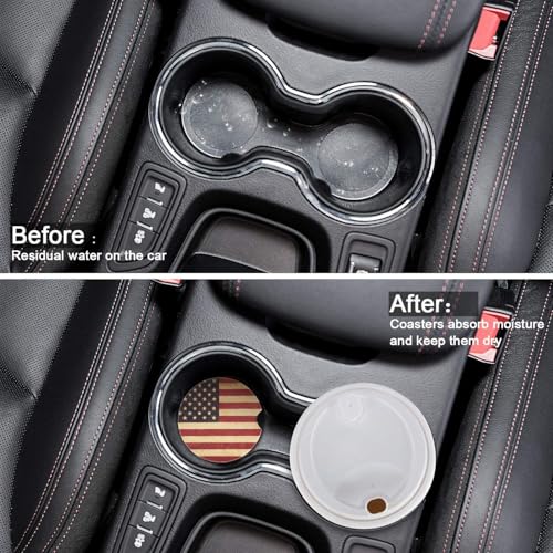 Boao 8 Packs USA Flag Car Cup Coasters Ceramic Car Coasters 2.56 Inch Stone Cupholder Absorbent Coaster Set for Drinks Cup(Red)