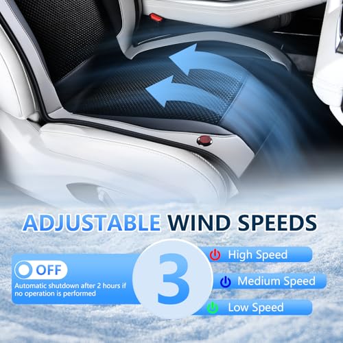 Upgraded Cooling Car Seat Cover Front Seat with Blowing&Suction, 12V-24V Ventilated Car Seat Cushion with 2 Turbo Fans, 3-Speed Adjustable Universal Fit Breathable Car Cushion for Summer Driving-Gray - color: 2 Turbo Fans-Gray