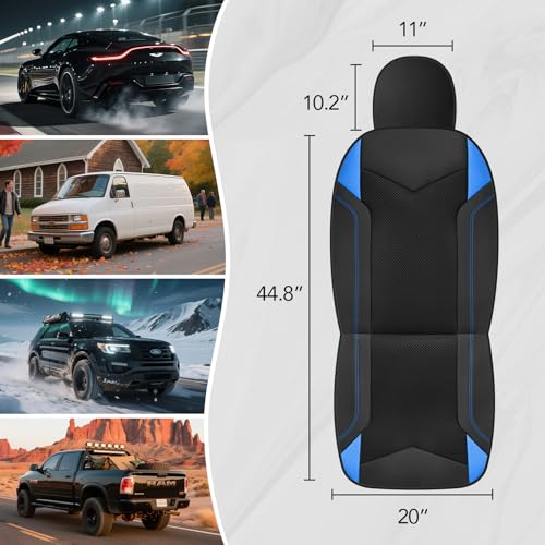 PIC AUTO Car Seat Cover, Super Breathable Mesh Front Seat Cover for Cars, Blue Leather Seat Covers, Universal Fit, Durable, Airbag Compatible, Suitable for SUVs, Trucks, Sedans, and Vehicles - color: Blue