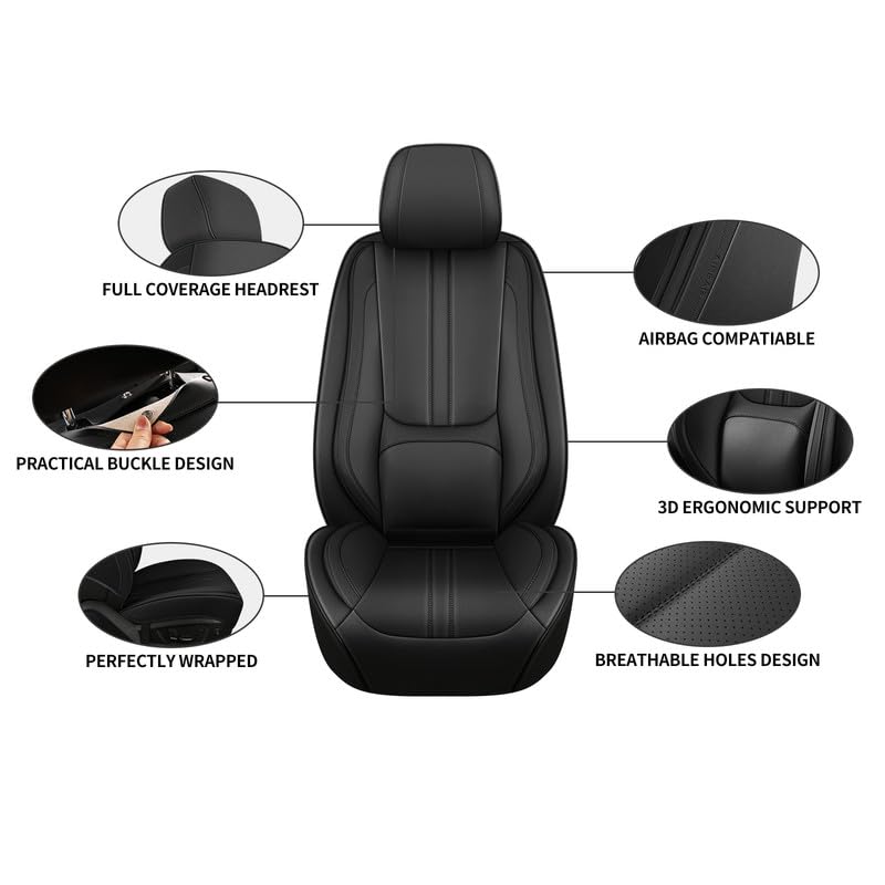 Front Seat Covers Fit for Crosstrek 2012-2026, Car Seat Covers Front Seats, Breathable Leather Automotive Seat Covers Front Pair Anti-Slip Seat Cover(Black, Front) - color: Black, size: Fit for Crosstrek Front seat