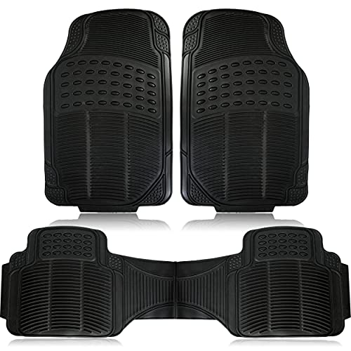 ZONETECH All Weather Rubber Car Interior Floor Mats 3-Piece Trimmable Waterproof Odorless Black Heavy Duty Universal Fit - size: 3-Piece Trimmable Floor Mats