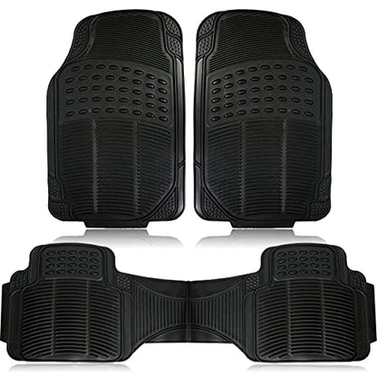 ZONETECH All Weather Rubber Car Interior Floor Mats 3-Piece Trimmable Waterproof Odorless Black Heavy Duty Universal Fit - size: 3-Piece Trimmable Floor Mats