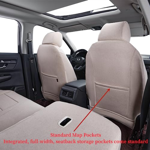 RAV4 Polyester Seat Covers Custom Fit for 2019-2024 2025 Toyota RAV4 LE,XLE,XLE Premium,Limited,Full Coverage,Airbag Compatible,Car Seat Protector (Full Set,Beige) - color: Beige, size: 2019-2025 RAV4(Not for Hybrid & Adventure,TRD-OFF)