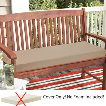 Magpie Fabrics Patio Bench Loveseat Cushion Covers (Replacement Cover only, No Insert!), Waterproof Fade Resistant Swing Cushion Slipcover with Ties(42x18x3 Inch, Khaki) - color: Khaki, size: 42x18x3 Inch (1 Count)