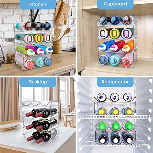 Water Bottle Organizer for Cabinet, 4 Pack Water Bottle Organization and Storage Shelf, Plastic Water Bottle Holder Rack for Fridge, Kitchen, Desktop - size: 4 Pack