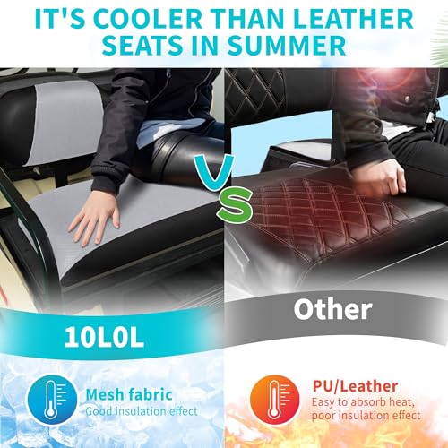 10L0L Golf Cart Seat Covers, Super Comfort Cooler Than Vinyl Seat Cover, Front and Rear Seat Cover for Yamaha EZGO Club Car, No Drilling Breathable Mesh Bench Seat Blanket, Machine Washable - color: Dark Gray + Black, style: Rear Seat - Universal for Yama