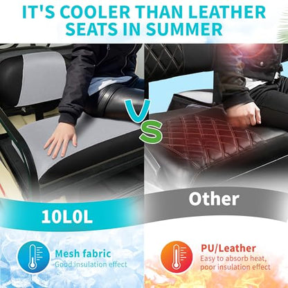 10L0L Golf Cart Seat Covers, Super Comfort Cooler Than Vinyl Seat Cover, Front and Rear Seat Cover for Yamaha EZGO Club Car, No Drilling Breathable Mesh Bench Seat Blanket, Machine Washable - color: Dark Gray + Black, style: Rear Seat - Universal for Yama