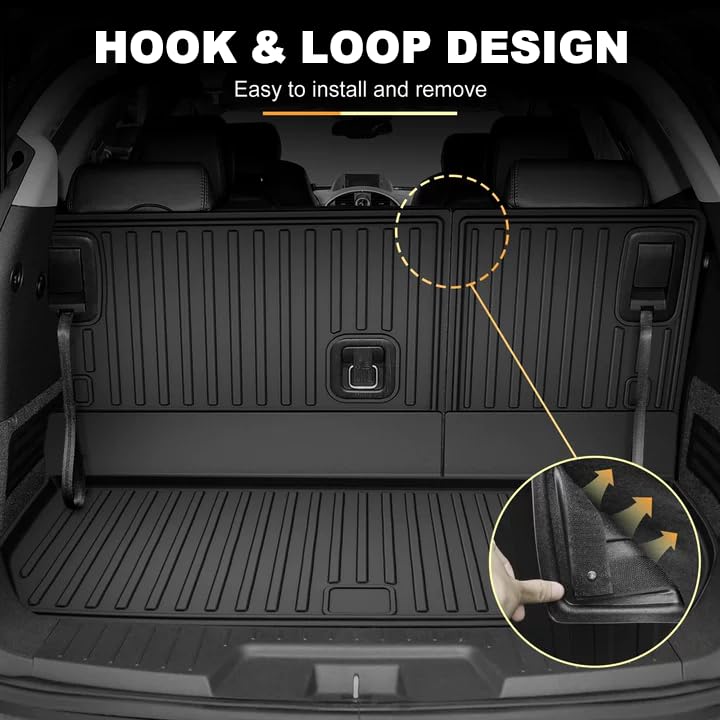 Floor Mats Fit for 2008-2017 Buick Enclave 7-Seat (Only for 2nd Row Bucket Seats Models) Custom Fit All Weather TPE Floor Mats and Cargo Liner with Backrest Mat for Buick Enclave Accessories, Black - style: (2) 2008-2018 Enclave | Floor Mats & Cargo Mat &