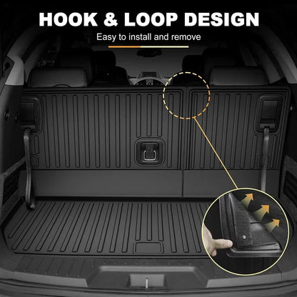 Floor Mats Fit for 2008-2017 Buick Enclave 7-Seat (Only for 2nd Row Bucket Seats Models) Custom Fit All Weather TPE Floor Mats and Cargo Liner with Backrest Mat for Buick Enclave Accessories, Black - style: (2) 2008-2018 Enclave | Floor Mats & Cargo Mat &