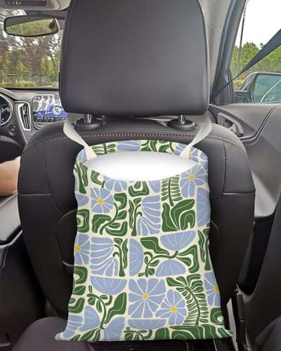 Car Trash Can, Seat Back Hanging Trash Bag, Cute Canvas Garbage Bag, Essential Car Trash Bin Cars Organizers Floral Leaves - color: Floral Leaves