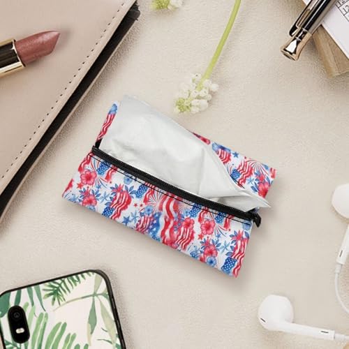 American Flag Daily Items Holder, Small Purses Tissue Pouch Zipper Enclosed Easy to Carry Car Tissue Packs Convenient Organizer Fashion Daily Items - color: American Flag 01