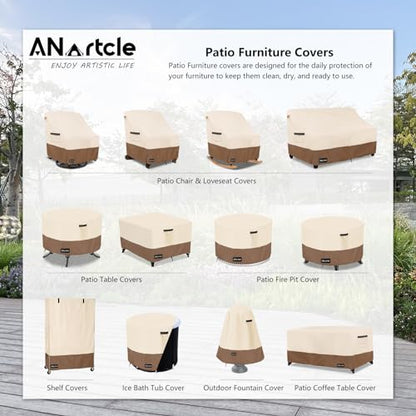 ANartcle 3-Seater Patio Sofa Cover,79W x 37D x 35H Inches Outdoor Couch Cover,100% Waterproof Heavy Duty Patio Sofa Covers,Patio Furniture Covers,Beige&brown - color: Sofa-Beige&brown, size: 79"W x 37"D x 35"H