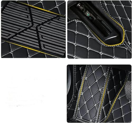 All-Weather car Floor Mats-Suitable for 98% of car Models Watherproof Leather car Floor mat (Black red) - color: Black red