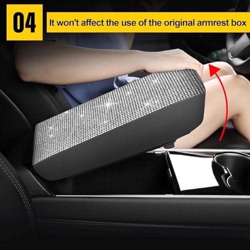 Bling Crystal Diamond Console Covers for 2011-2019 Ford Explorer Leather Armrest Covers - color: Bling