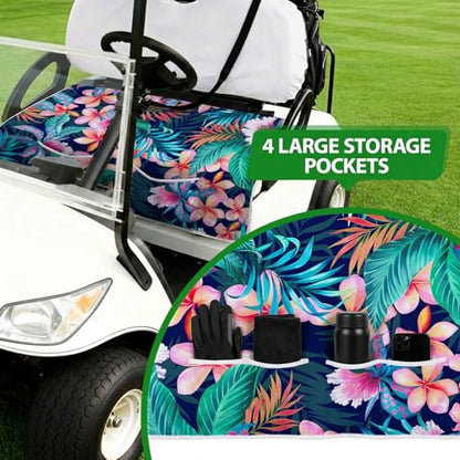 Golf Cart Seat Covers Golf Cart Seat Towel Blanket Group - color: Pink Floral 4 Pockets
